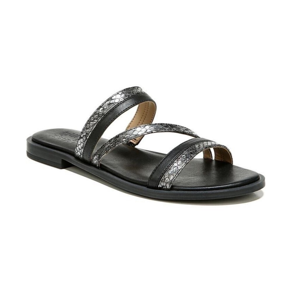 Naturalizer Women Black Silver Liley Strappy Sandals 6